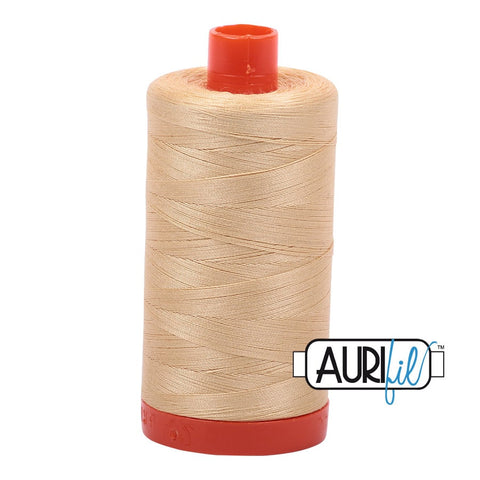 AURIFIL 6001 Camel MAKO 50 Weight Wt 1300m 1422y Spool Yellow Gold Golden Rod Quilt Cotton Quilting Thread