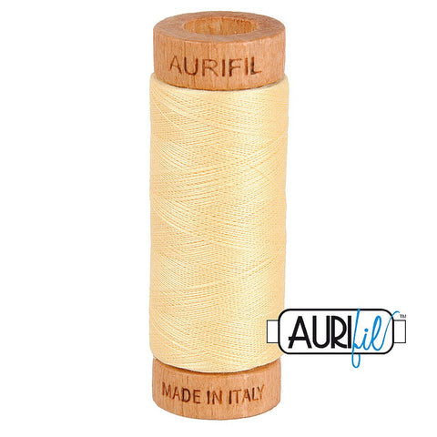 AURIFIL 2105 Champagne Yellow MAKO 80 Weight Wt 274 meters 300 yards Spool Quilt Hand Applique Cotton Quilting Thread