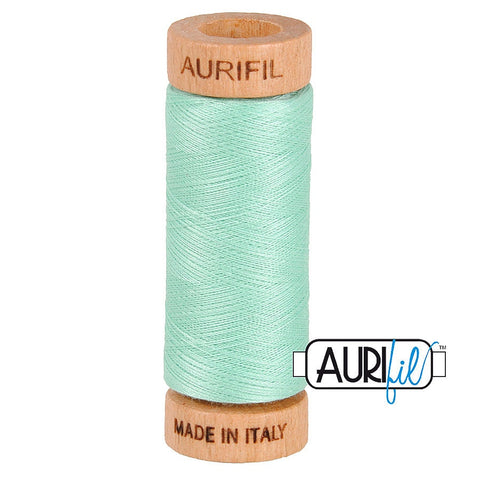 AURIFIL 2835 Medium Mint Green MAKO 80 Weight Wt 274 meters 300 yards Spool Quilt Hand Applique Cotton Quilting Thread