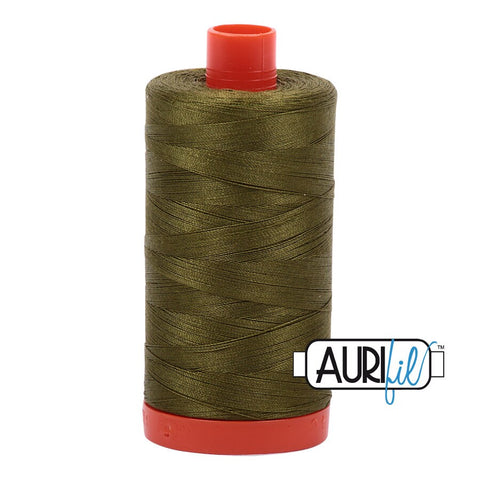 AURIFIL 2887 Very Dark Olive MAKO 50 Weight Wt 1300m 1422y Spool Dark Green Quilt Cotton Quilting Thread