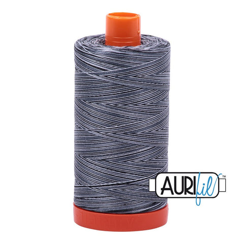AURIFIL Variegated 4664 Stonefields MAKO 50 Weight Wt 1300m 1422y Black Gray Grey White Spool Quilt Cotton Quilting Thread