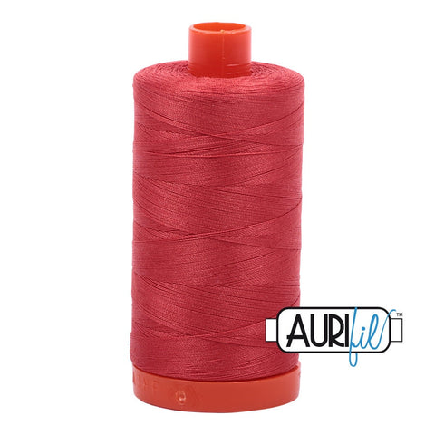 AURIFIL 2255 Dark Red Orange MAKO 50 Weight Wt 1300m 1422y Spool Quilt Cotton Quilting Thread