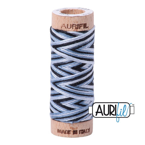 AURIFIL Floss Aurifloss 4669 Stonewash Blue Variegated MAKO 6 Strand 18 yards Embroidery Cotton Thread Spool