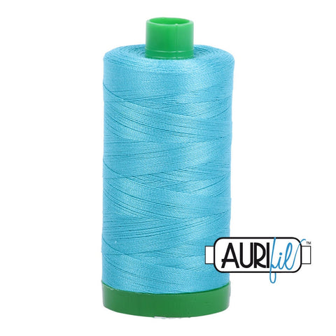 AURIFIL 5005 Bright Turquoise MAKO 40 Weight Wt 1000m 1094y Spool Quilt Cotton Quilting Thread