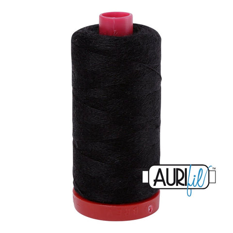 Aurifil LANA WOOL 8692 Black 12 Weight Wt 350 Meters 383 Yards Spool Quilt Wool Quilting Thread