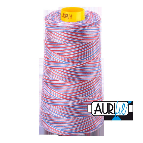 AURIFIL FORTY3 Cone 3852 Liberty Red Blue Variegated Mako Cotton 40/3 Weight Triple Ply 3000 M 3280 Yds Thread