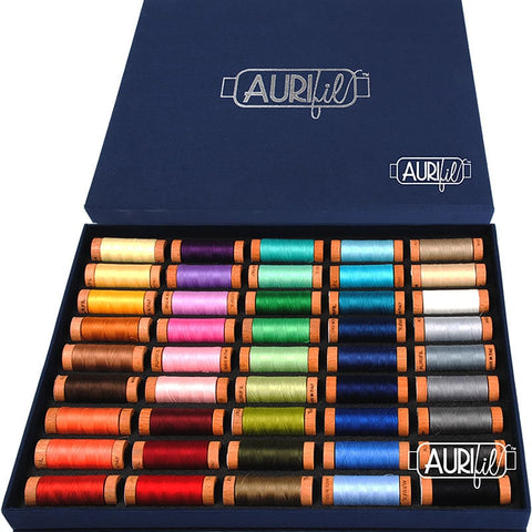 Aurifil Best Selection Collection 80 Weight wt Spool Mako Cotton Applique Embroidery Hand Sewing Rainbow Quilting Thread Set of 45 ABSC80