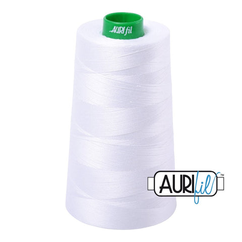AURIFIL Cone 2024 Bright White Egyptian Mako Cotton 40 Weight Wt 4700 Meters 5140 Yards Quilt Cotton Quilting Thread