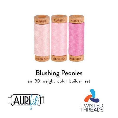 Aurifil BLUSHING PEONIES Color Builder Baby Pink Blossom 80 Weight Wt Cotton 300y 274m Mako Thread Set of 3 Spools 2410 2423 2479