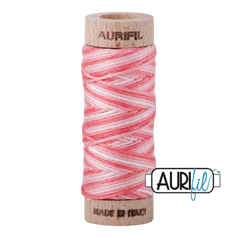 AURIFIL Floss Aurifloss 4250 Flamingo Pink Peach White Variegated MAKO 6 Strand 18 yards Embroidery Cotton Thread Spool