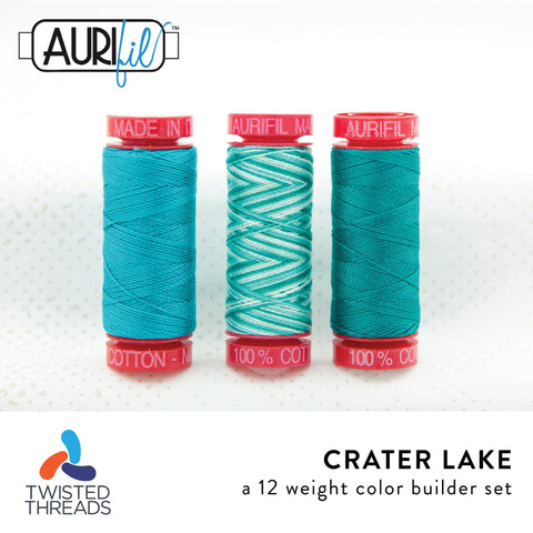 AURIFIL CRATER LAKE Oregon Color Builder Blue Aqua Teal 12 Weight Wt 50m 54y Spool Hand Quilt Cotton Quilting Thread Set of 3 2810 4654 4093