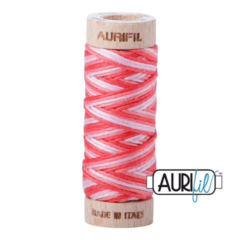 AURIFIL Floss Aurifloss 4668 Strawberry Parfait Pink Red Variegated MAKO 6 Strand 18 yards Embroidery Cotton Thread Spool