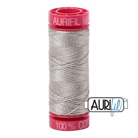 AURIFIL 5021 Light Grey Gray MAKO 12 Weight Wt 54 Yards Spool Quilt Cotton Quilting Thread
