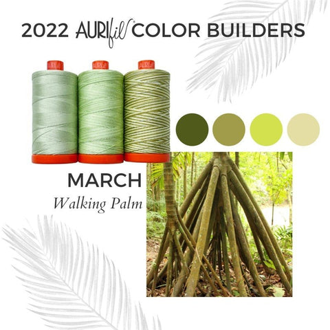 Aurifil Walking Palm Color Builder Mako Cotton 50 Weight Large Spool VARIEGATED  Green Quilting Thread Set of 3 2908, 3320, 4653