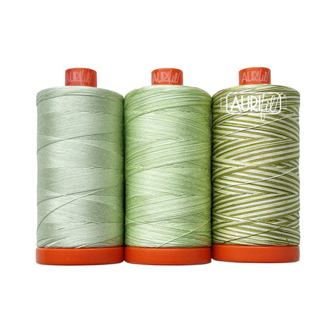 Aurifil Walking Palm Color Builder Mako Cotton 50 Weight Large Spool VARIEGATED  Green Quilting Thread Set of 3 2908, 3320, 4653