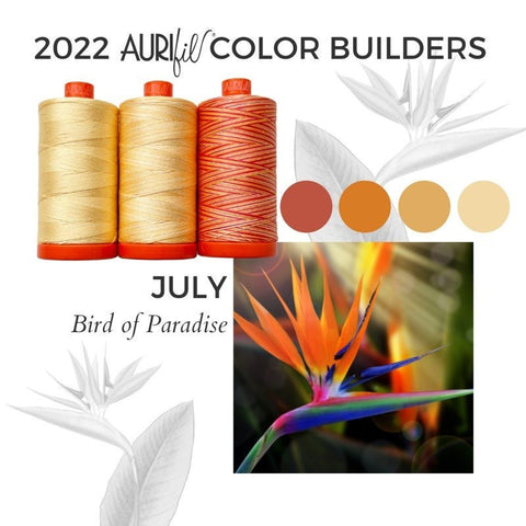 Aurifil Bird Of Paradise Color Builder Mako Cotton 50 Weight Large Spool VARIEGATED Yellow Orange Quilting Thread Set of 3  2130, 3920, 4657