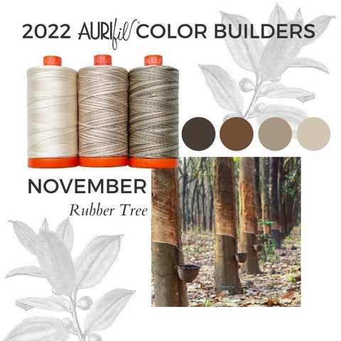 Aurifil Rubber Tree Color Builder Mako Cotton 50 Weight Large Spool VARIEGATED Beige Quilting Thread Set of 3 2000, 4666, 4667