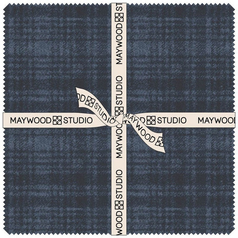 Stormy Seas Maywood Woolies Flannel Teal Grey Gray Blue Cotton Flannel 10 inch Fabric Layer Cake LC
