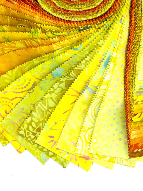 Java Batiks Yellow Gold Batik Jelly Roll 40 2.5 Inch Fabric Strips ST-MASJAB-YEL