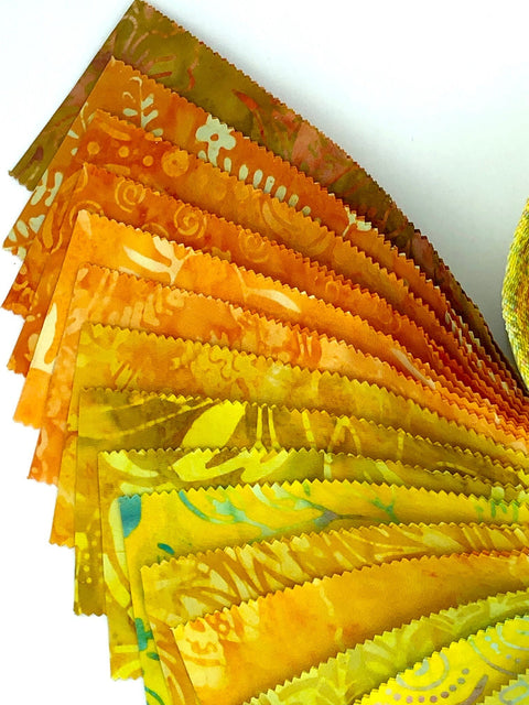Java Batiks Yellow Gold Batik Jelly Roll 40 2.5 Inch Fabric Strips ST-MASJAB-YEL