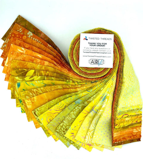 Java Batiks Yellow Gold Batik Jelly Roll 40 2.5 Inch Fabric Strips ST-MASJAB-YEL
