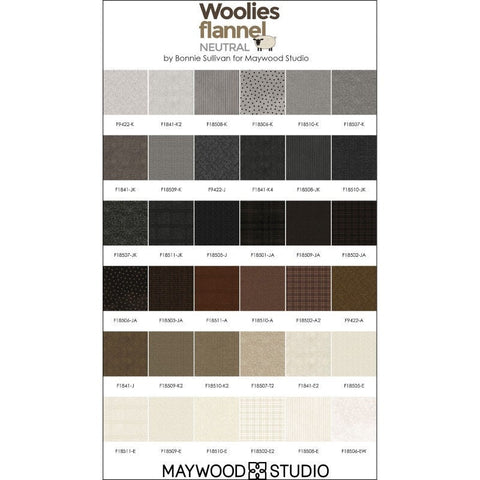 Neutrals Vol 2 Maywood Woolies Flannel Grey Gray Brown Tan Cream Black Cotton Flannel 10 inch Fabric Layer Cake LC
