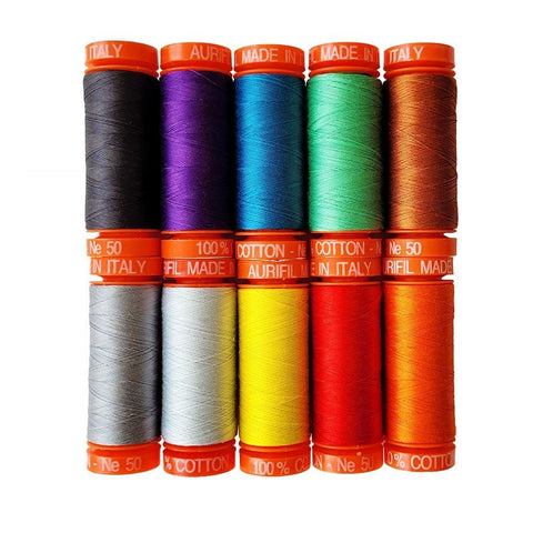IN STOCK Aurifil 85 and Fabulous Collection Rainbow Bright 50 Weight Wt Kaffe Fassett Small Spool Cotton Quilting Thread Set of 10 KF50EF10