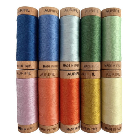 Aurifil Applique Favorites Collection Carolyn Friedlander 80 Weight Wt Orange Blue Green Cotton Quilting Thread Set of 10 CF80AF10