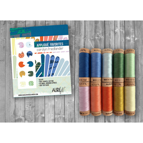 Aurifil Applique Favorites Collection Carolyn Friedlander 80 Weight Wt Orange Blue Green Cotton Quilting Thread Set of 10 CF80AF10