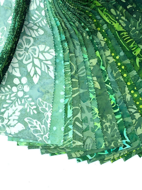 Java Batiks Forest Green Batik Jelly Roll 40 2.5 Inch Fabric Strips ST-MASJAB-FOG Version 2