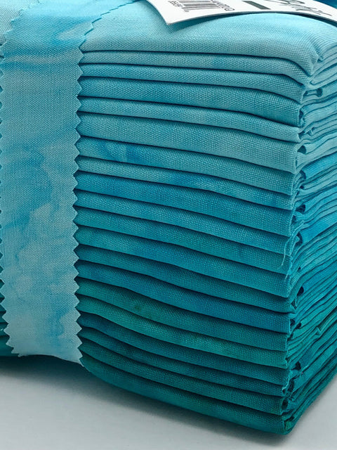 Java Batiks Turquoise Blue Marble Solid Light to Dark Turquoise Blue Batik Fat Quarters 20 Fqs Fabric 18 x 22 FQ-MASJAB-MARTUR