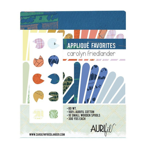 Aurifil Applique Favorites Collection Carolyn Friedlander 80 Weight Wt Orange Blue Green Cotton Quilting Thread Set of 10 CF80AF10