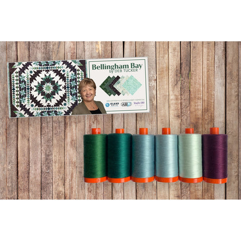 Aurifil Bellingham By Deb Tucker Cotton 50 Weight Wt Green Blue Purple Large Spool Quilting Thread Set of 6 DB50BB6