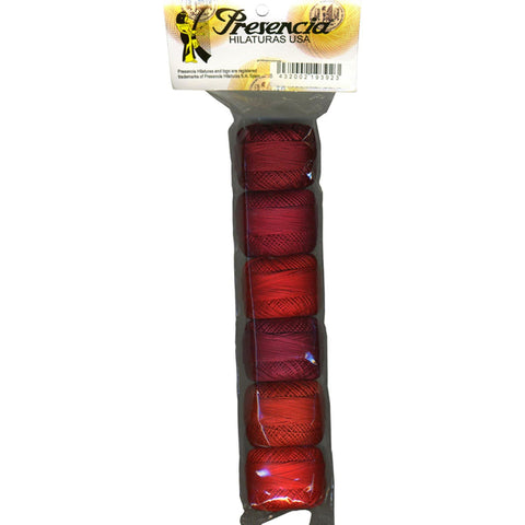 Presencia Finca PERLE Cotton Size 8 Set of 6 Scarlet Sashiko Sampler 75 Yards Each Applique Egyptian Cotton Embroidery Thread 816/08S-SCA
