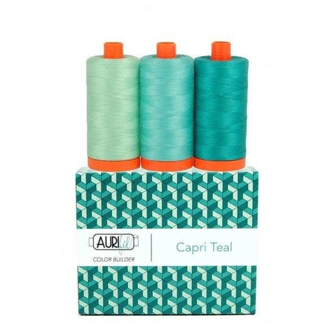 Aurifil CAPRI Color Builder Mako Cotton 50 Weight Wt Large Spool Teal Aqua Turquoise Green Blue Quilting Thread Set of 3 2835 1148 4093