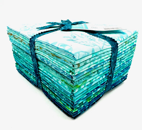 Java Batiks Turquoise Blue Light to Dark Turquoise Version 2 Batik Fat Quarters 20 Fqs Fabric 18 x 22 FQ-MASJAB-TUQ2
