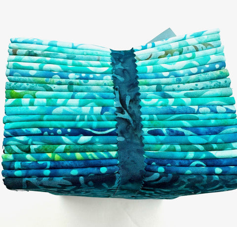 Java Batiks Turquoise Blue Light to Dark Turquoise Version 2 Batik Fat Quarters 20 Fqs Fabric 18 x 22 FQ-MASJAB-TUQ2