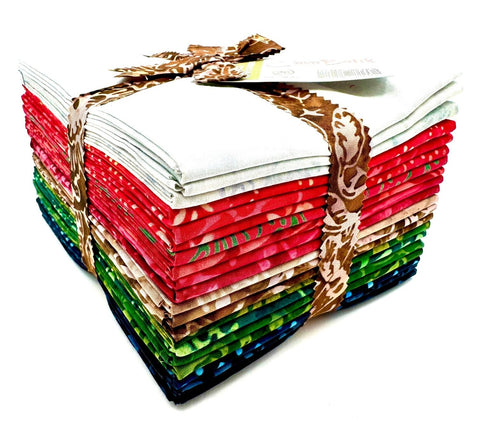 Java Batiks Holiday Light Grey Blue Red Green Brown Batik Fat Quarters 20 Fqs Fabric 18 x 22 FQ-MASJAB-HOL