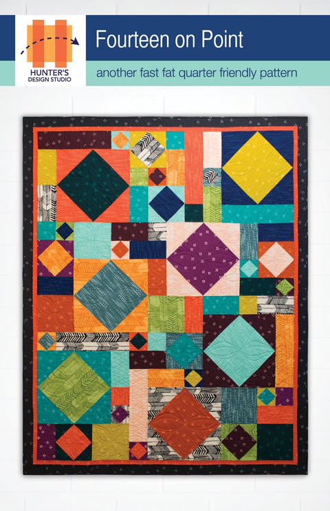 Hunter's Design Studio HDS Fourteen On Point Precut Friendly 1/4 Yard Fat Quarter Printed Modern Quilt Pattern 54 x 68